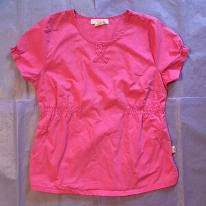 Creations by Leah Pink Ribbon Scrub Top Size Small